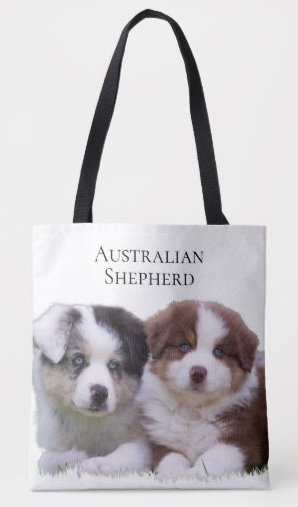 Australian Shepherd puppies tote 