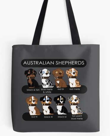 Australian Shepherd colours tote bag for sale