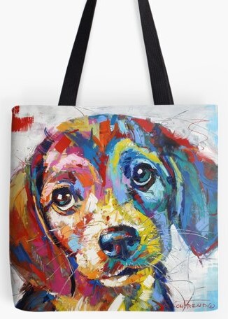 Beagle painting tote bag